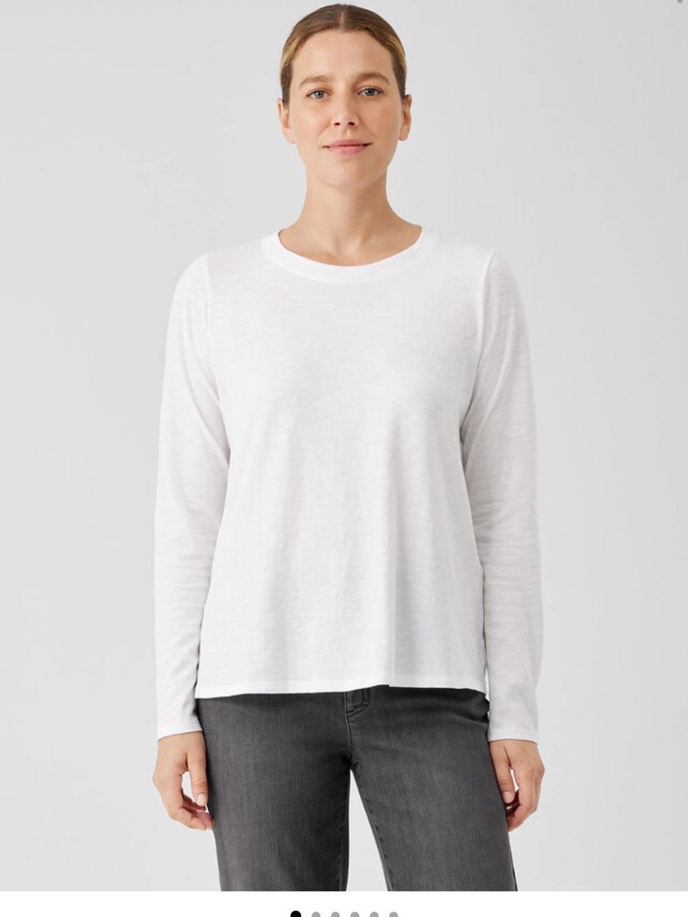 Eileen Fisher Organic Cotton Slub Crew Neck Top size 1X lavender